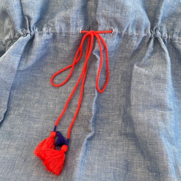 J.Crew Chambray Linen Cotton Blend Embroidered Beach Cover Up - Picture 8 of 11